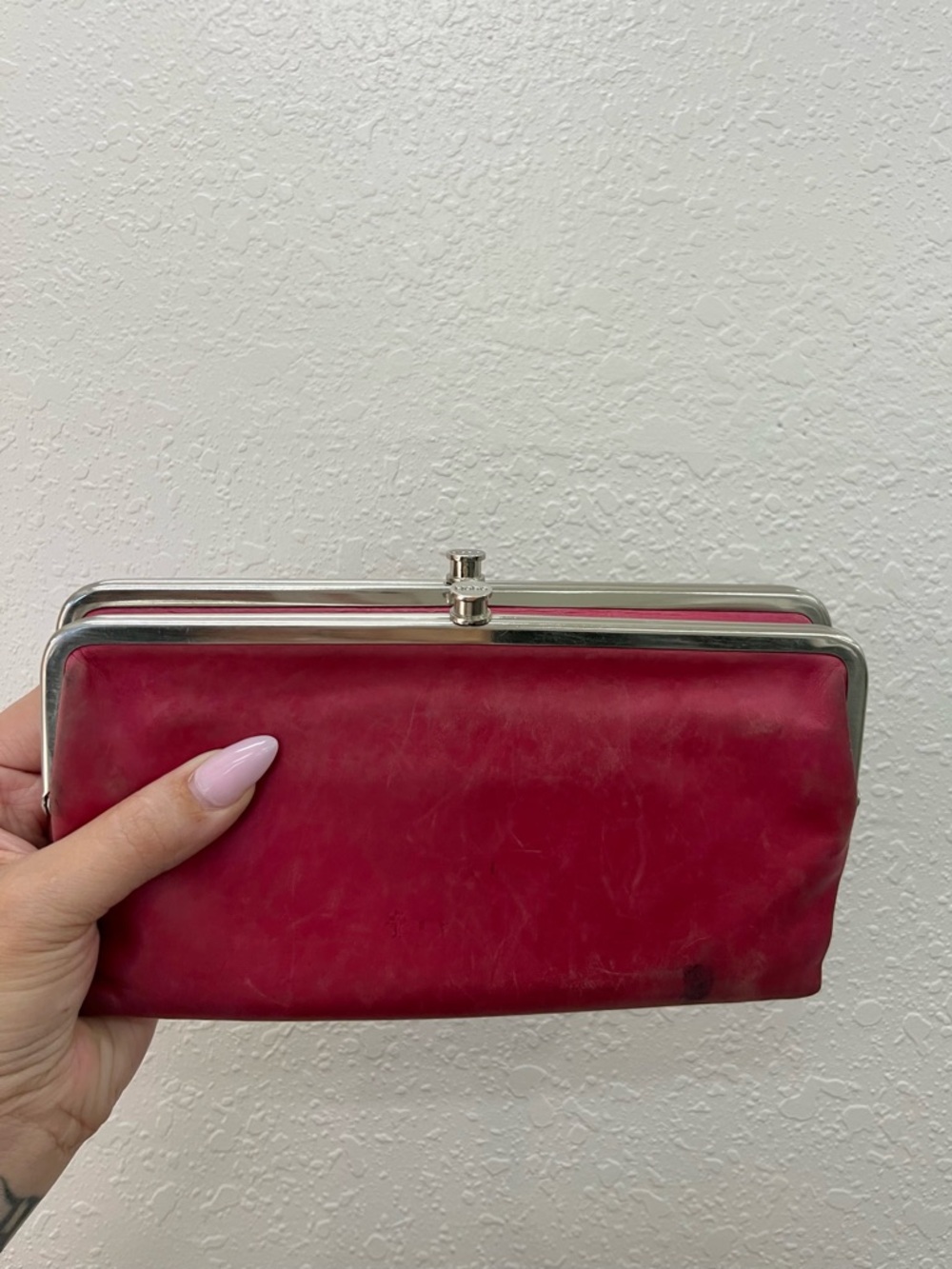 Hobo Lauren Fuchsia Pink Leather Clutch Wallet